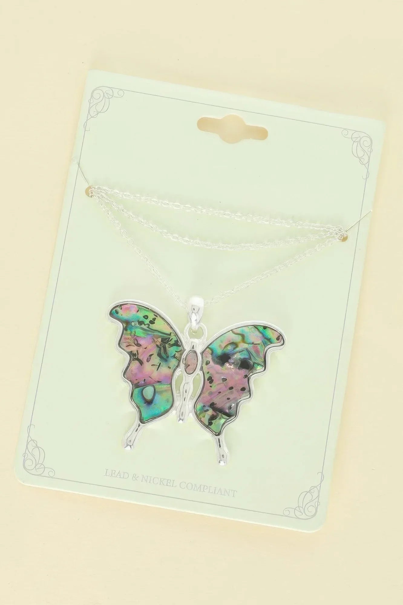 Whimsical Abalone Butterfly Pendant Necklace | Mixtshop LLC Main image