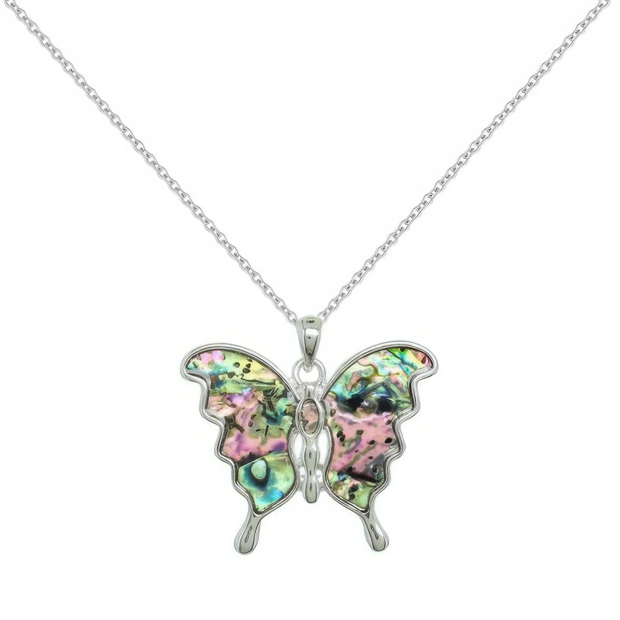 Whimsical Abalone Butterfly Pendant Necklace Secondary image