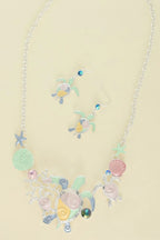 Sea Life Rhinestone Metal Bib Necklace Set | Mixtshop LLC