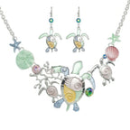 Sea Life Rhinestone Metal Bib Necklace Set | Mixtshop LLC