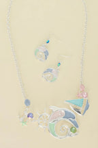 Sea Life Dolphin Rhinestone Metal Bib Necklace Set | Mixtshop LLC