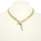 Snake Curb Chain Necklace Rhinestone Crystal Eyes | Mixtshop LLC