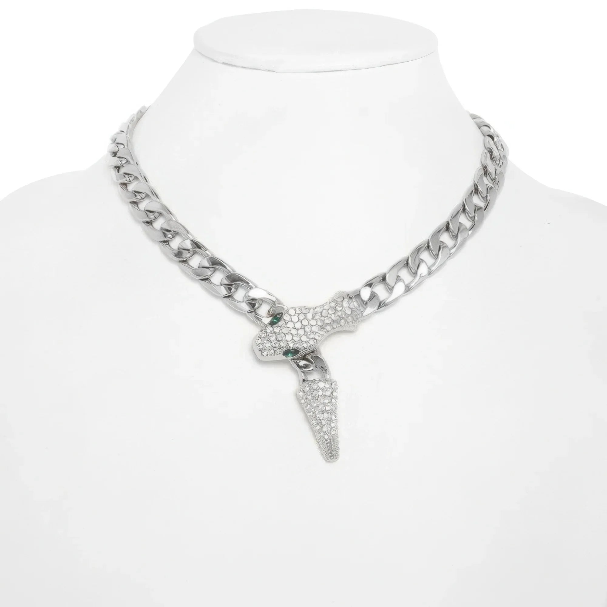 Snake Curb Chain Necklace Rhinestone Crystal Eyes | Mixtshop LLC