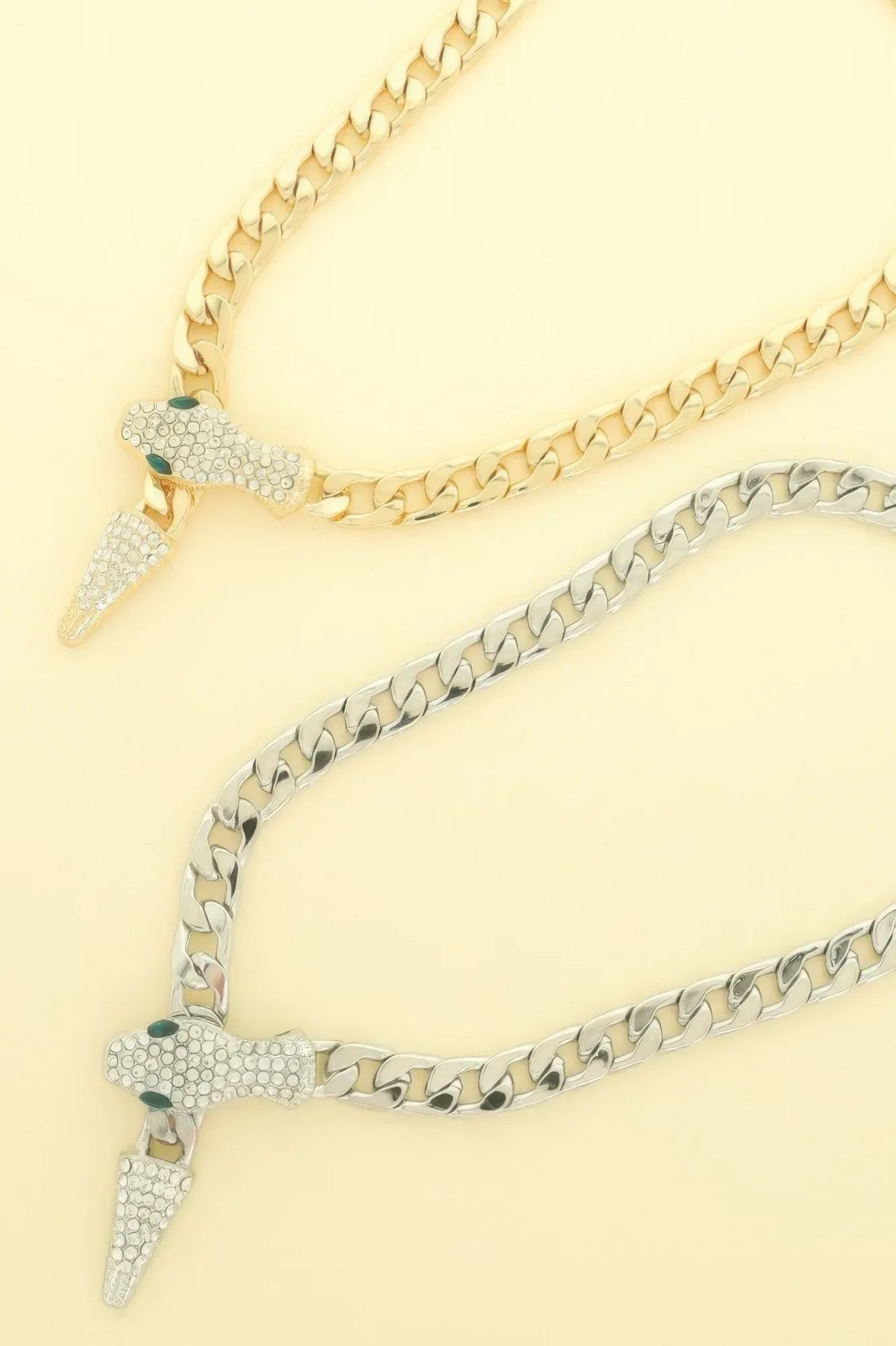 Snake Curb Chain Necklace Rhinestone Crystal Eyes | Mixtshop LLC