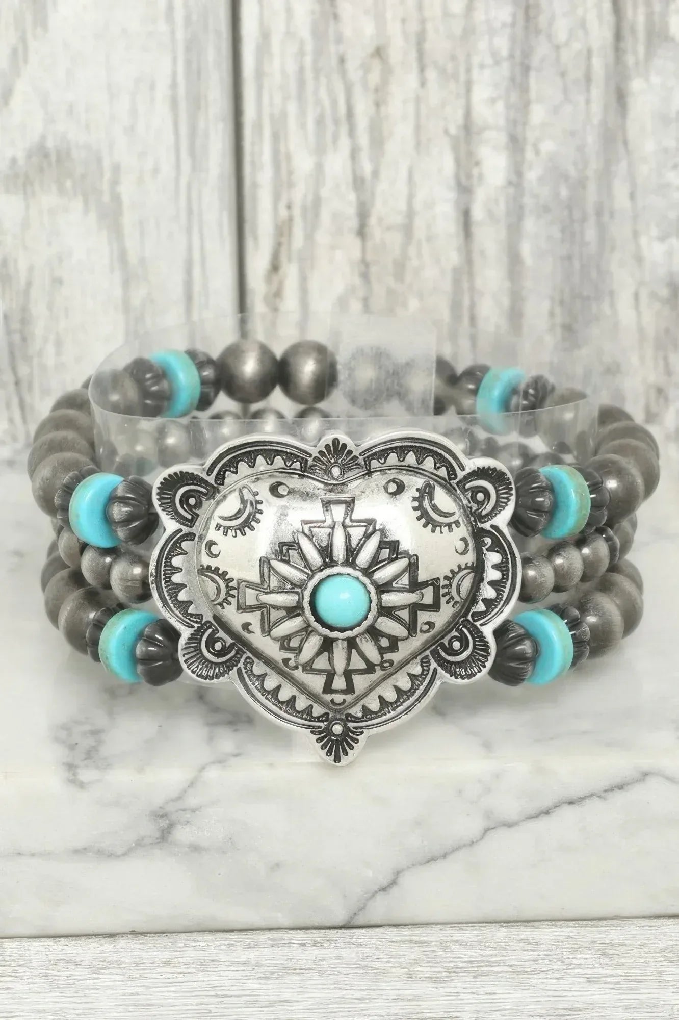 Western Heart Turquoise Bead Bracelet | Mixtshop LLC Main image