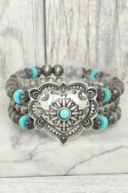 Western Heart Turquoise Bead Bracelet | Mixtshop LLC