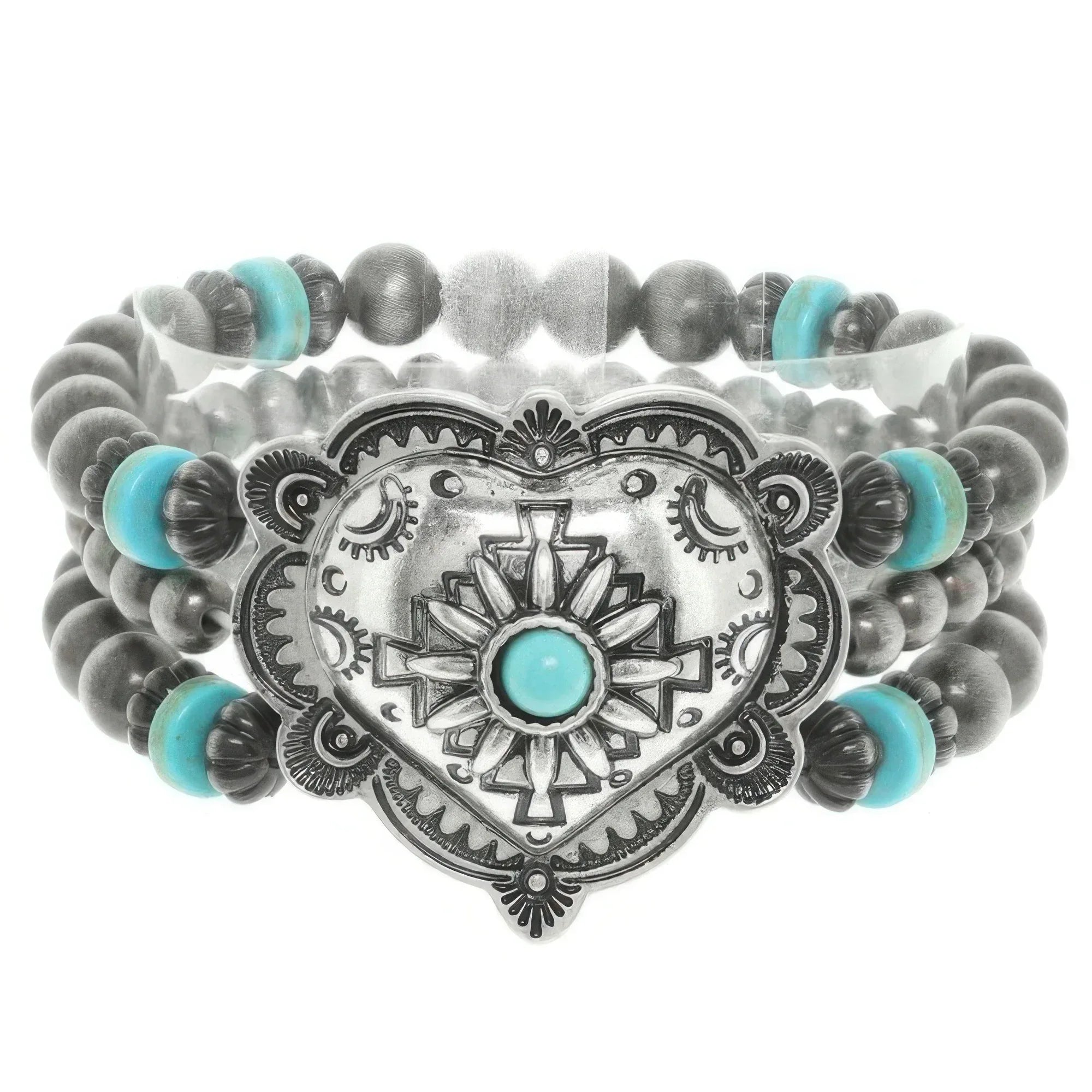 Western Heart Turquoise Bead Bracelet Secondary image