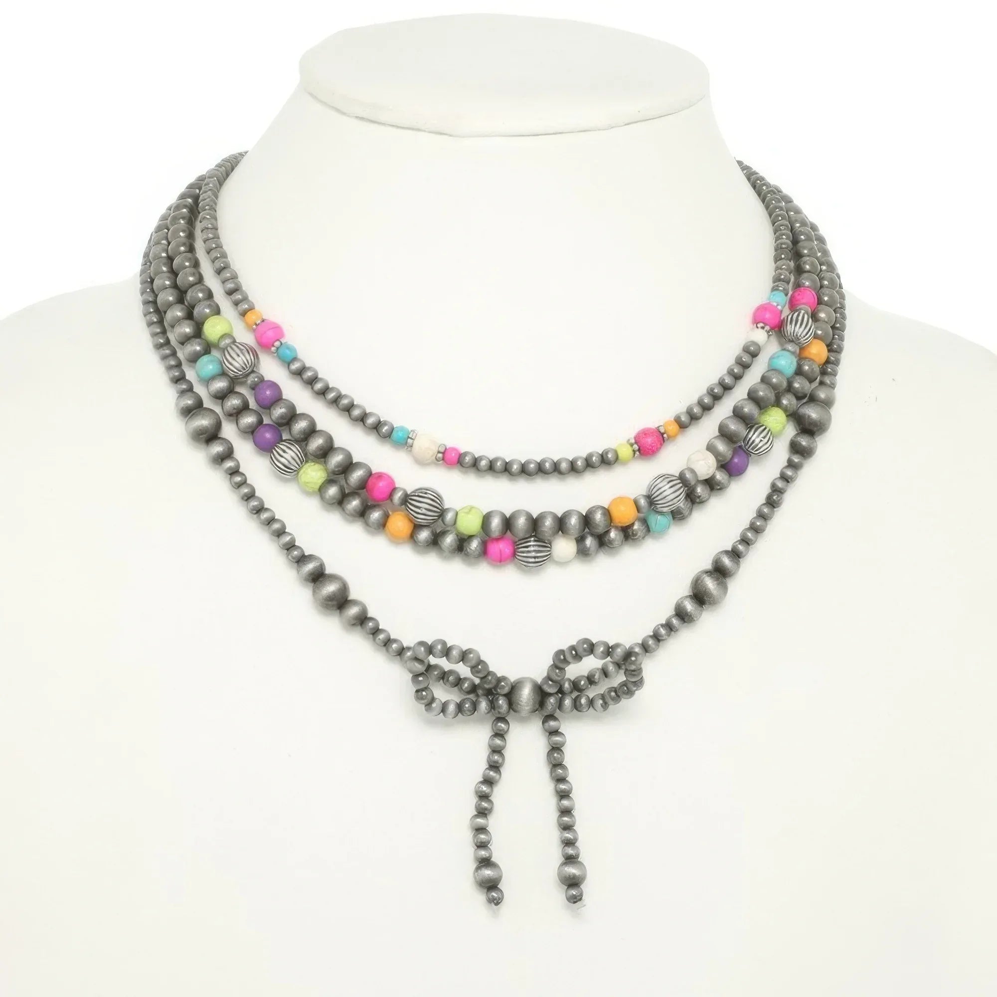 Western Multi Strand Bow Pendant Necklace | Mixtshop LLC