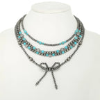 Western Multi Strand Bow Pendant Necklace | Mixtshop LLC