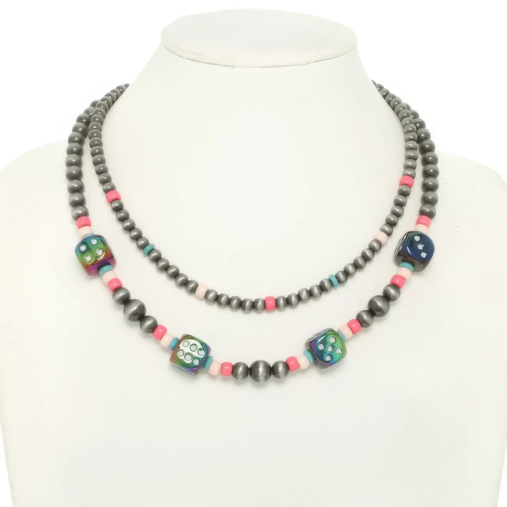 Western Multi Strand Dice Beaded Necklace | Mixtshop LLC