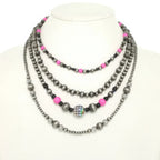 Western Multi Strand Checkerball Pendant Necklace | Mixtshop LLC
