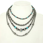 Western Multi Strand Checkerball Pendant Necklace | Mixtshop LLC