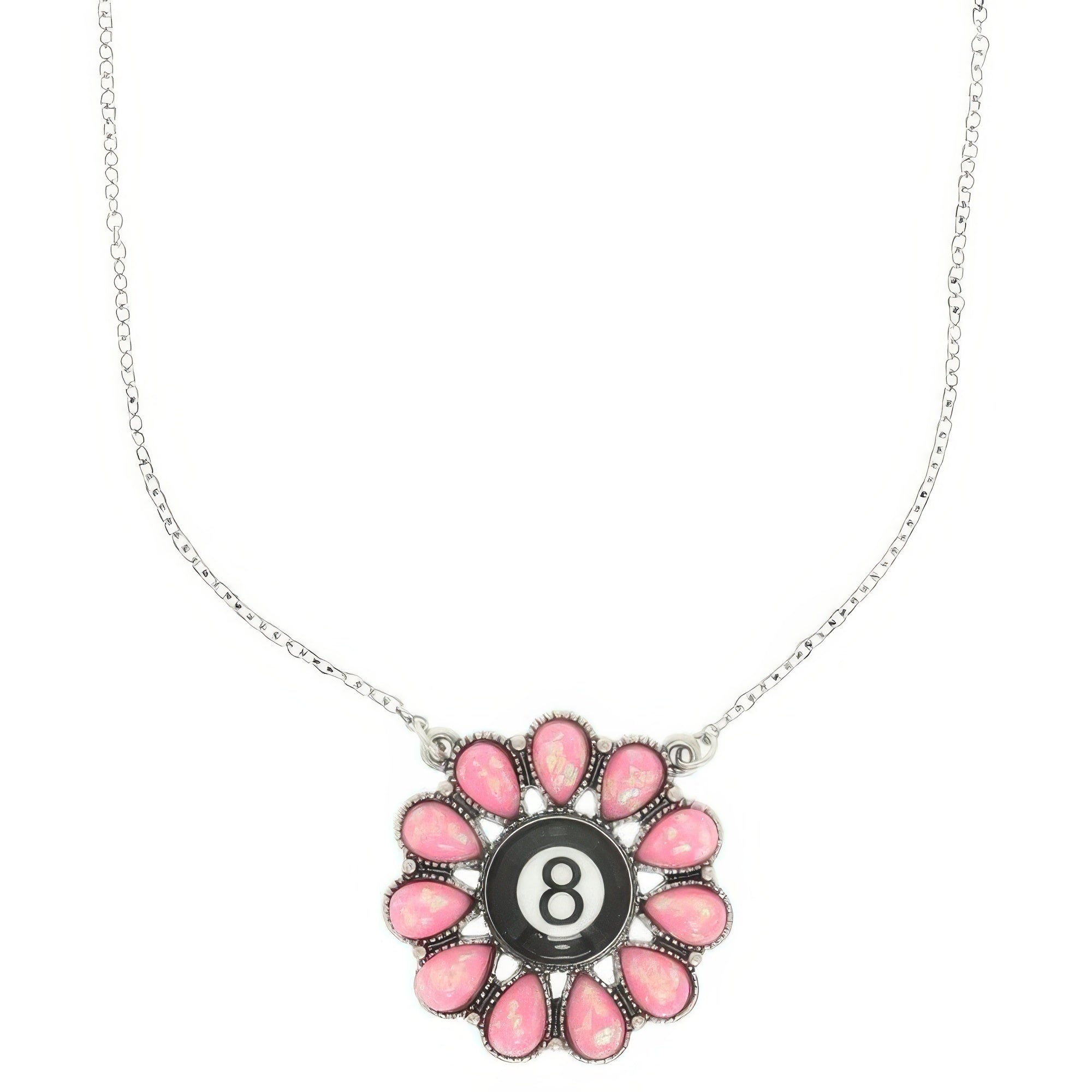 Western Eight Ball Flower Penadnt Necklace Secondary image