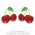 Gold Plated Cherry Stud Earrings | Mixtshop LLC
