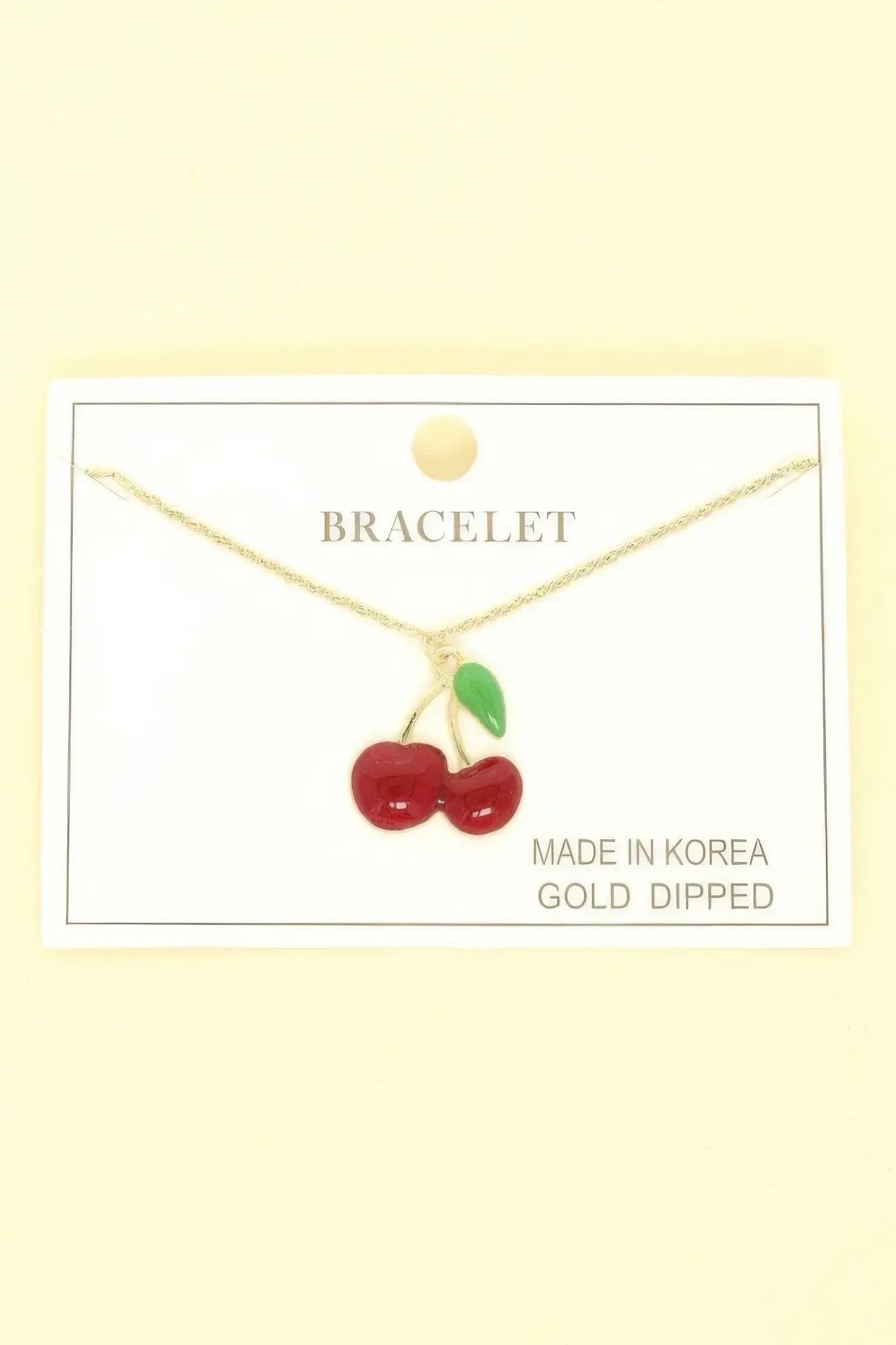 Gold Plated Cherry Charm Bracelet | Mixtshop LLC Main image