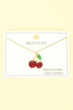 Gold Plated Cherry Charm Bracelet | Mixtshop LLC