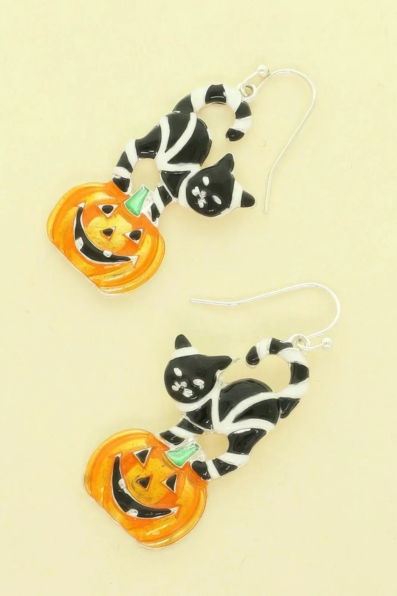 Halloween Black Cat On Pumpkin Earrings | Mixtshop LLC Main image