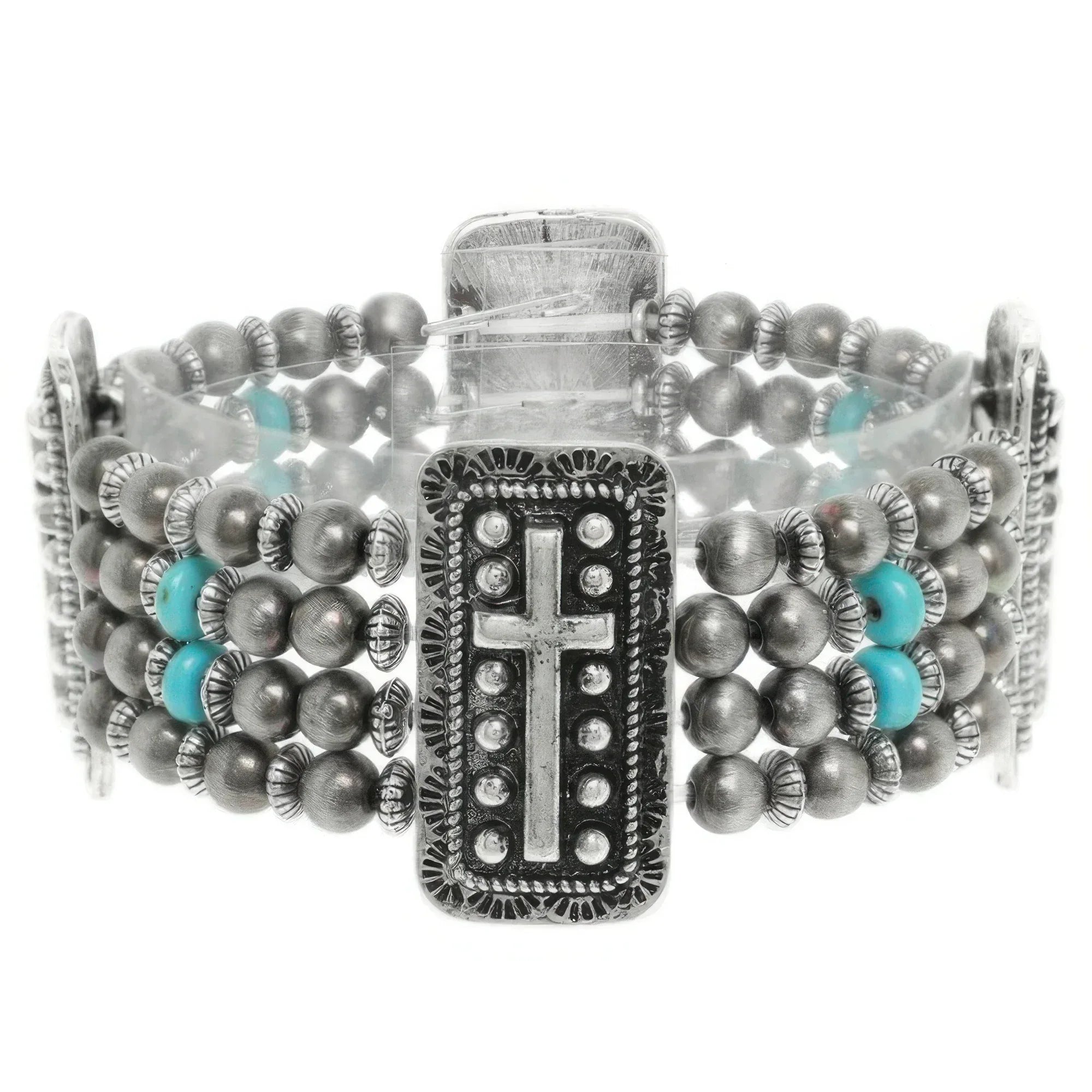 Western Rectangle Cross Concho Stretch Bracelet Secondary image