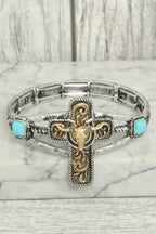 Western Steerhead Cross Stretch Bracelet | Mixtshop LLC