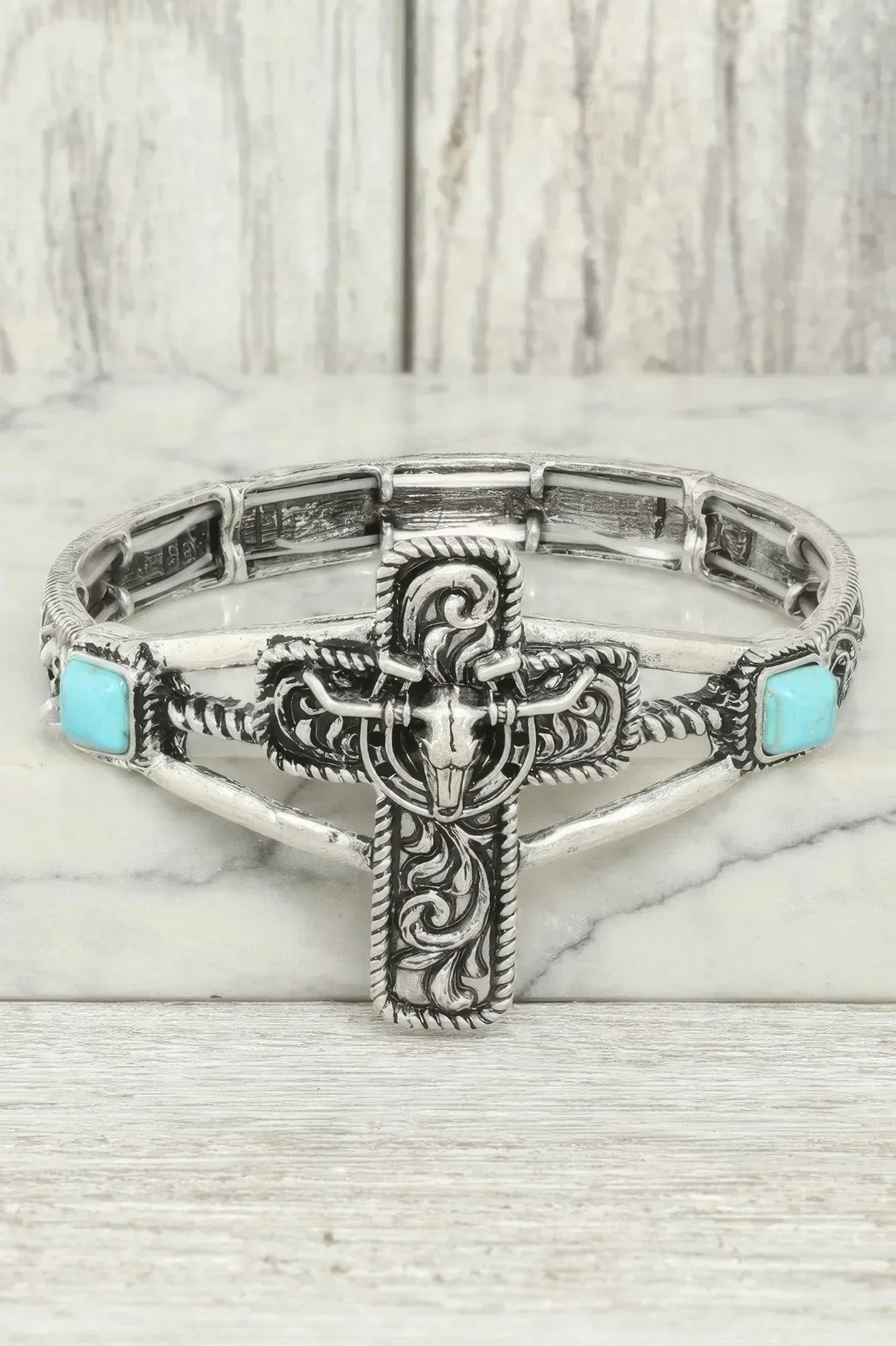 Western Steerhead Cross Stretch Bracelet Secondary image