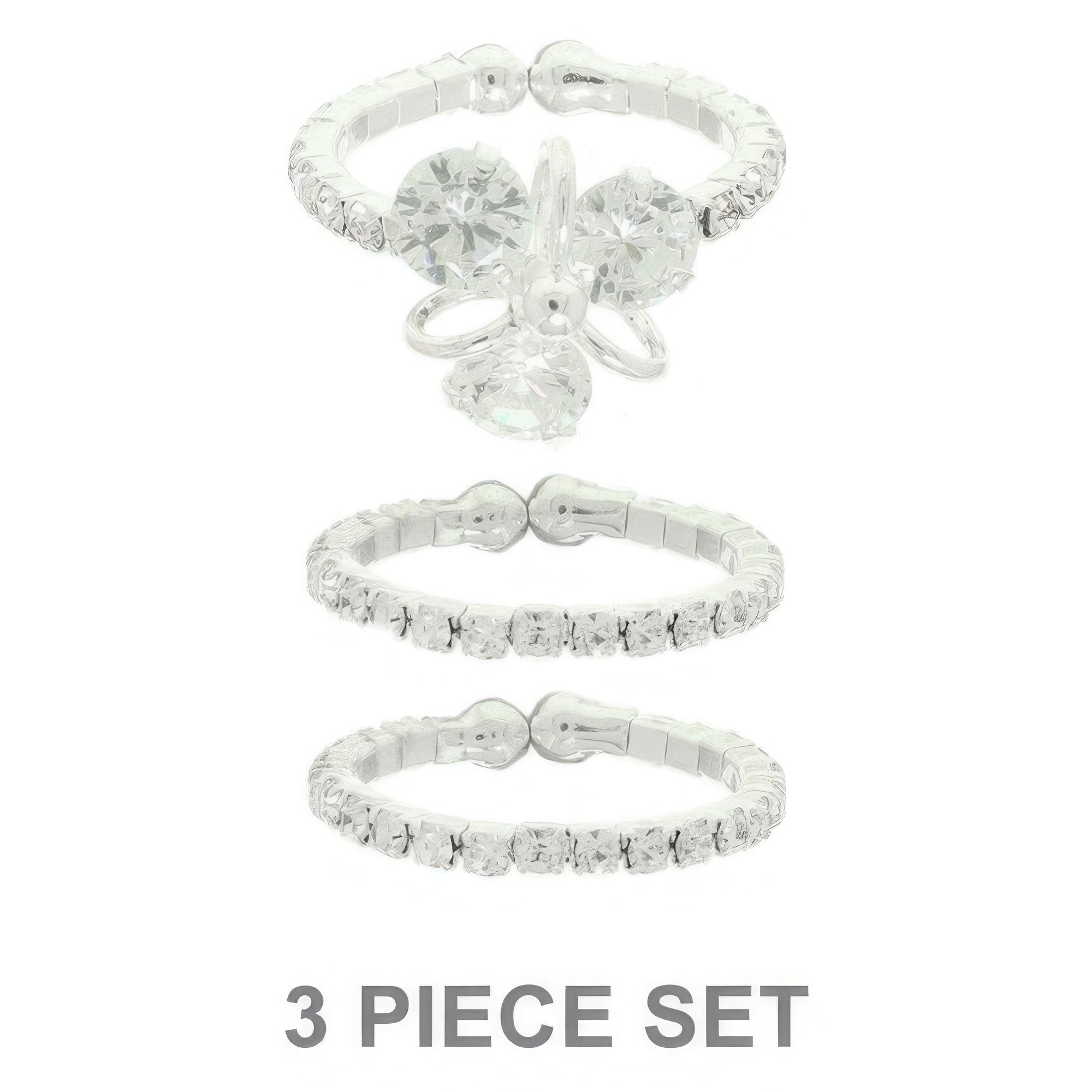 3pc Jeweled Adjustable Ring Set Secondary image