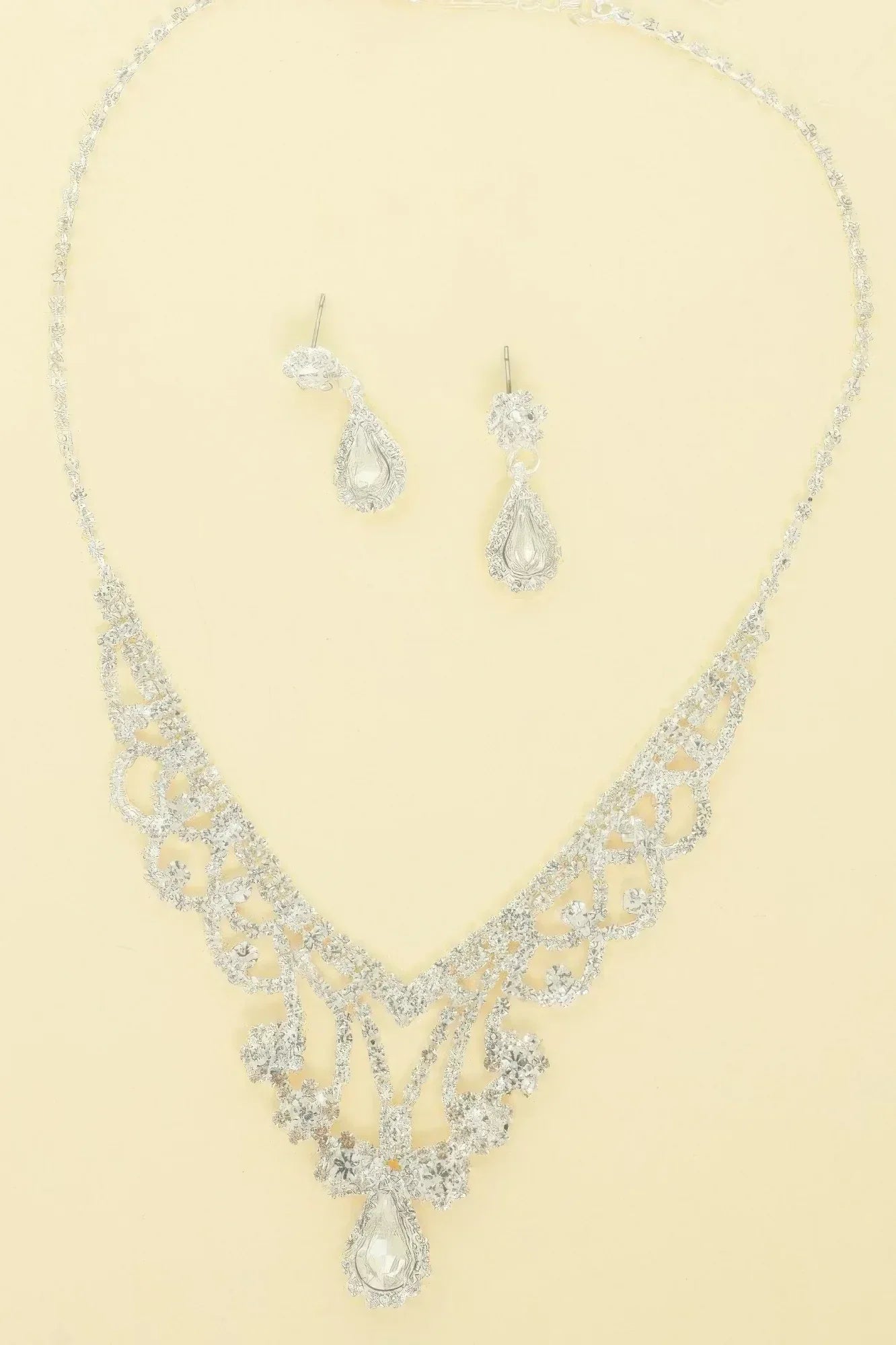 Crystal Rhinestone Pave Teardrop Necklace Set | Mixtshop LLC Main image