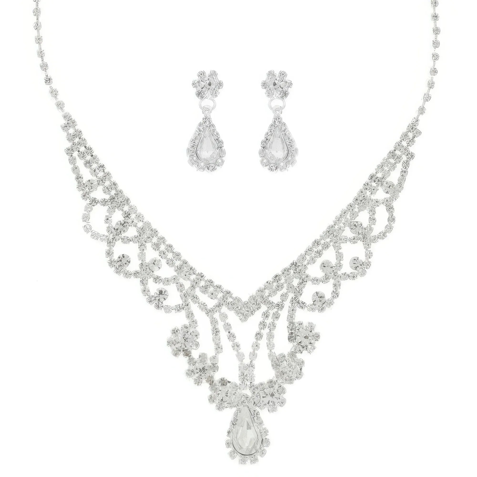 Crystal Rhinestone Pave Teardrop Necklace Set | Mixtshop LLC