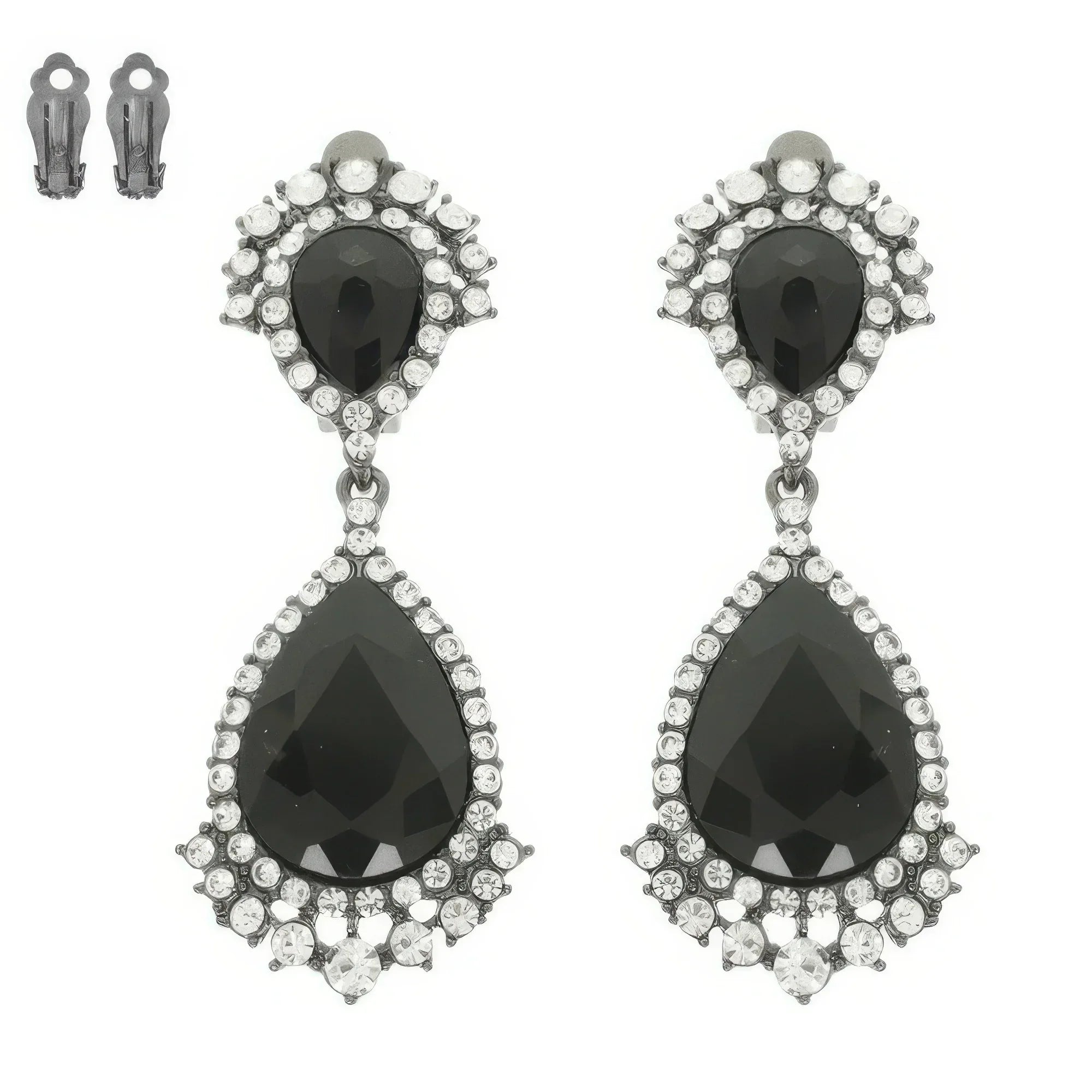 Teardrop Crystal Halo Clip On Earrings | Mixtshop LLC