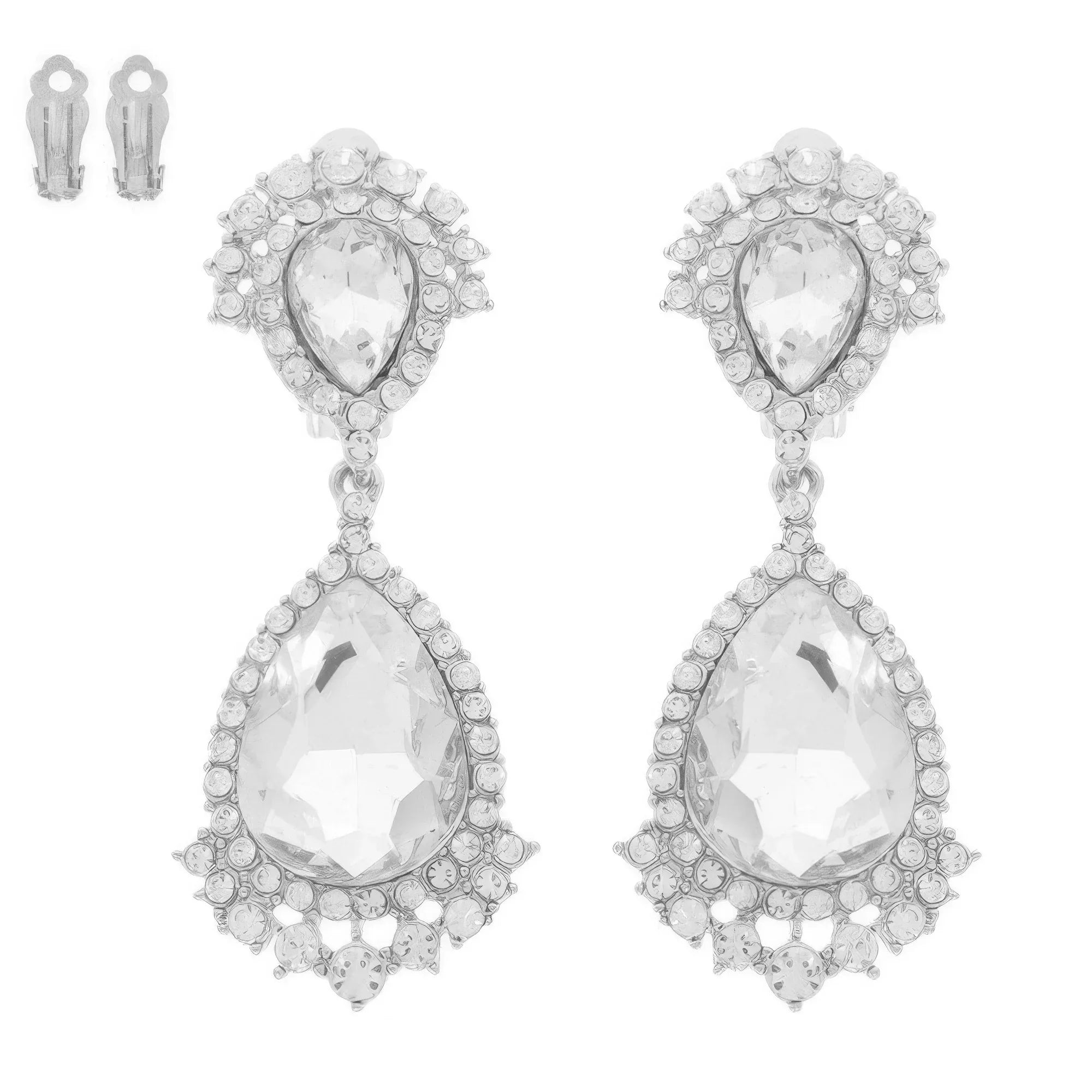Teardrop Crystal Halo Clip On Earrings | Mixtshop LLC
