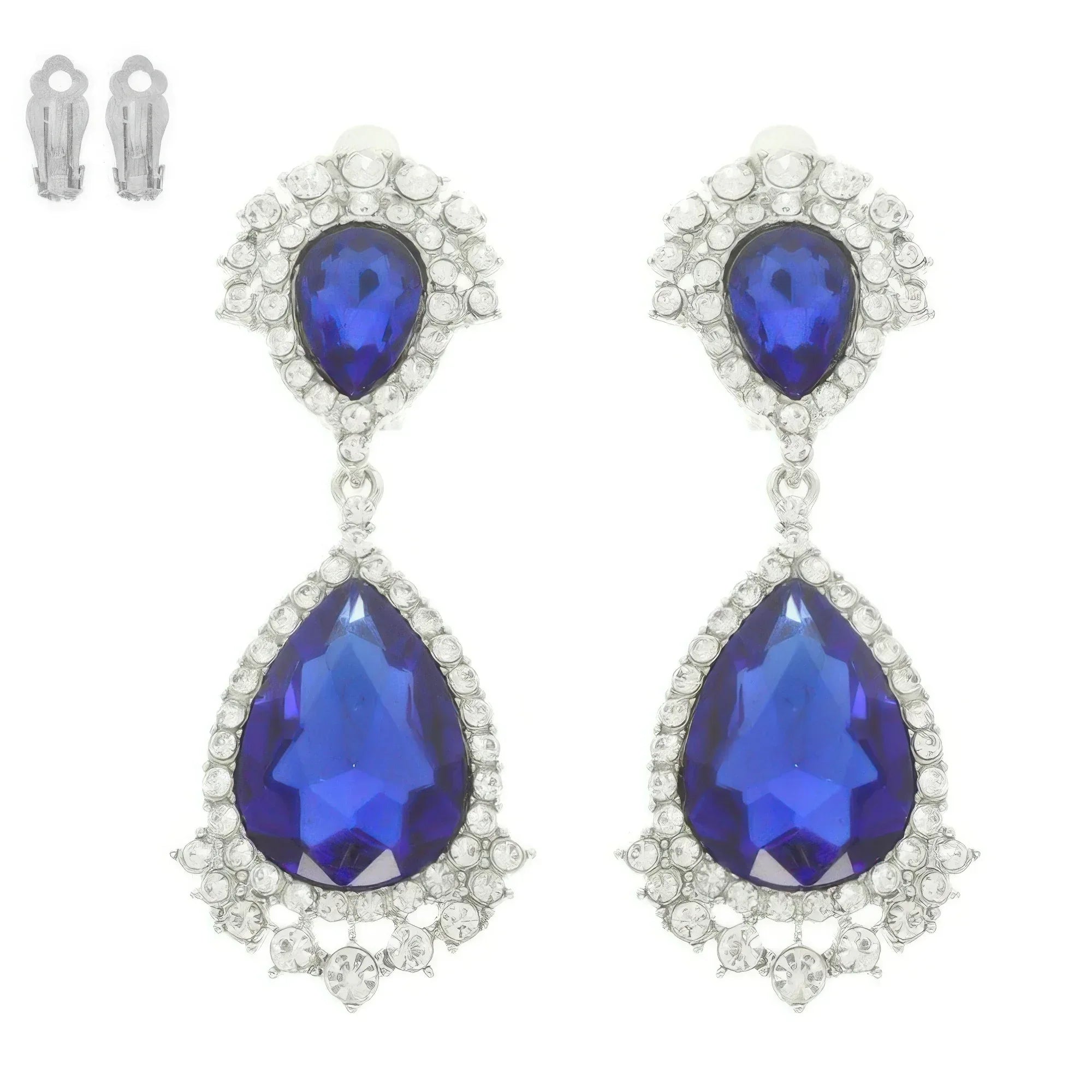 Teardrop Crystal Halo Clip On Earrings | Mixtshop LLC
