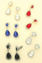 Teardrop Crystal Halo Clip On Earrings | Mixtshop LLC