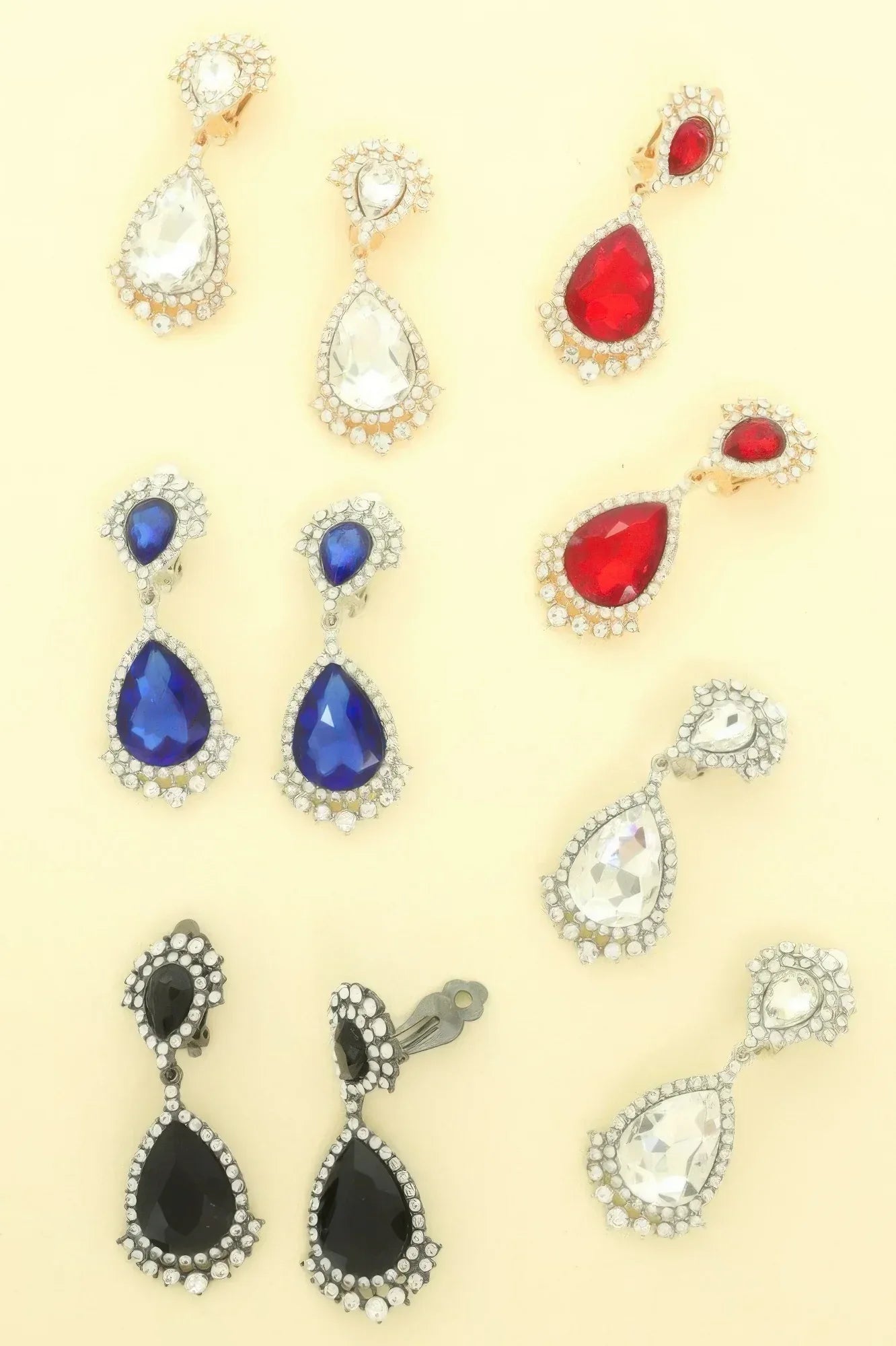 Teardrop Crystal Halo Clip On Earrings | Mixtshop LLC