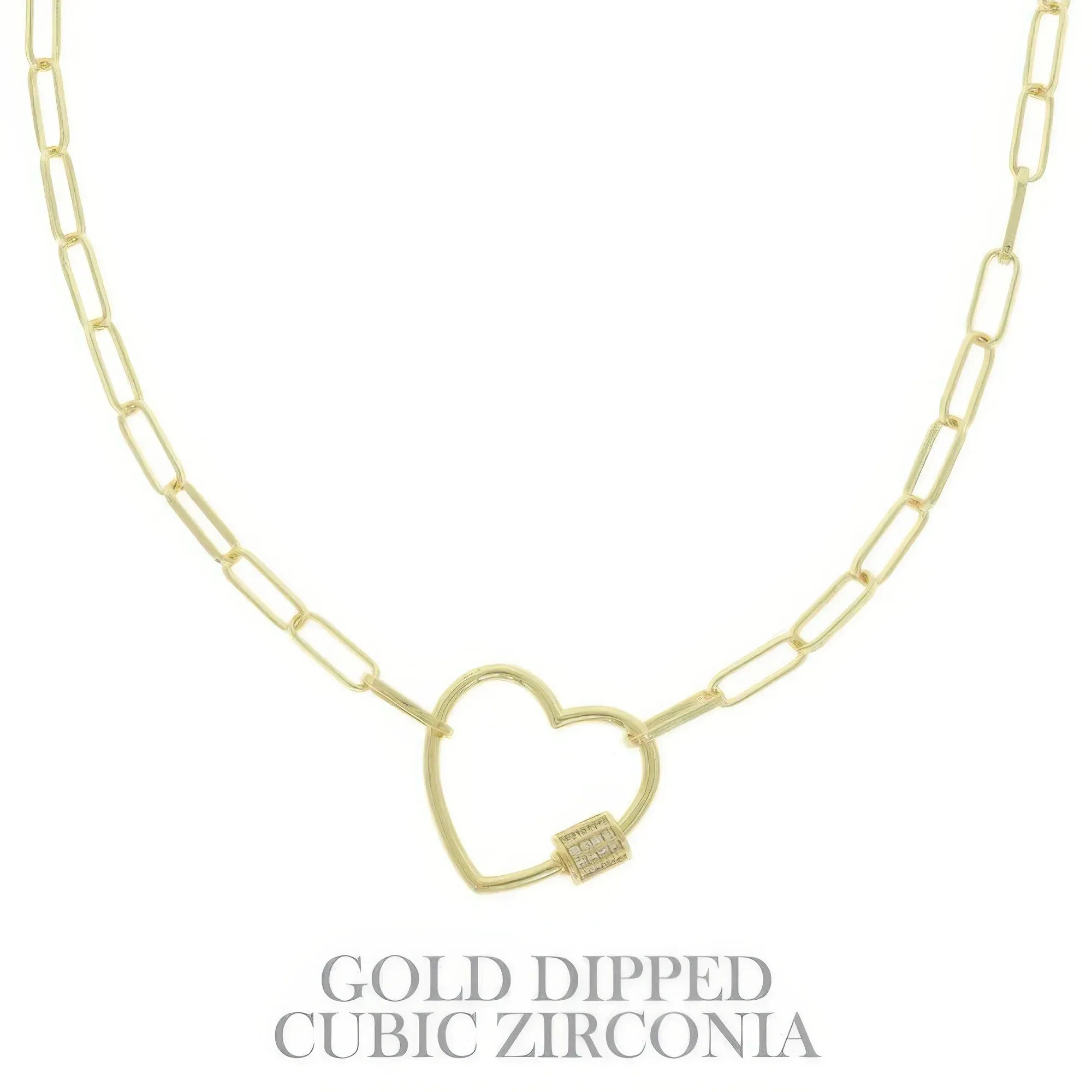 Gold Plated Heart Cutout Pendant Necklace | Mixtshop LLC