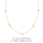 Gold Plated Pearl & Cz Station Necklace | Mixtshop LLC