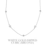 Gold Plated Pearl & Cz Station Necklace | Mixtshop LLC