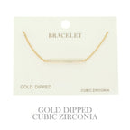 Gold Plated Cz Bar Chain Bracelet | Mixtshop LLC