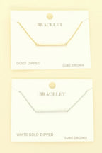 Gold Plated Cz Bar Chain Bracelet | Mixtshop LLC