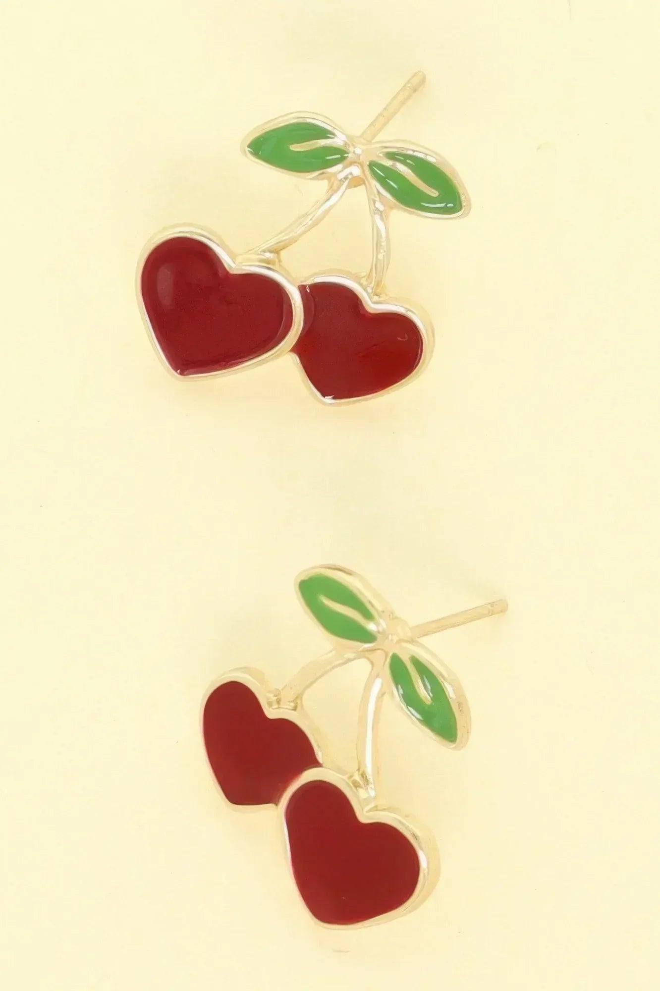 Gold Plated Cherry Hearts Post Earrings | Mixtshop LLC Main image