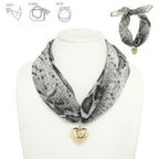 Graphic Print Heart Pendant Scarf Tie Necklace | Mixtshop LLC