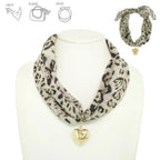 Graphic Print Heart Pendant Scarf Tie Necklace | Mixtshop LLC