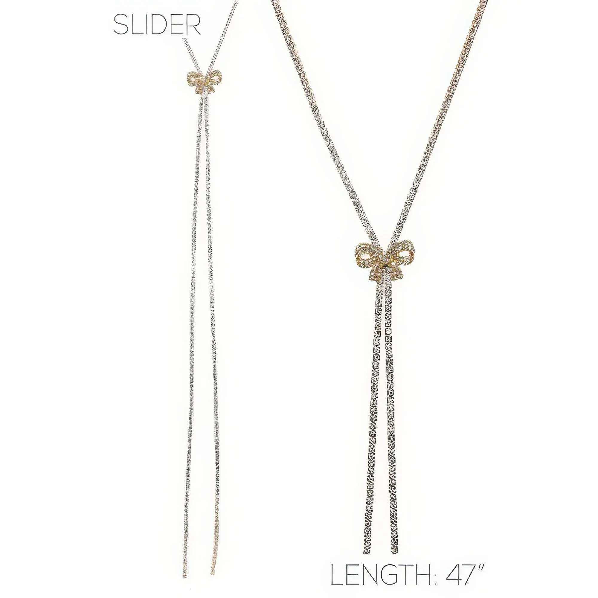 Rhinestone Bow Charm Bolo Necklace Secondary image
