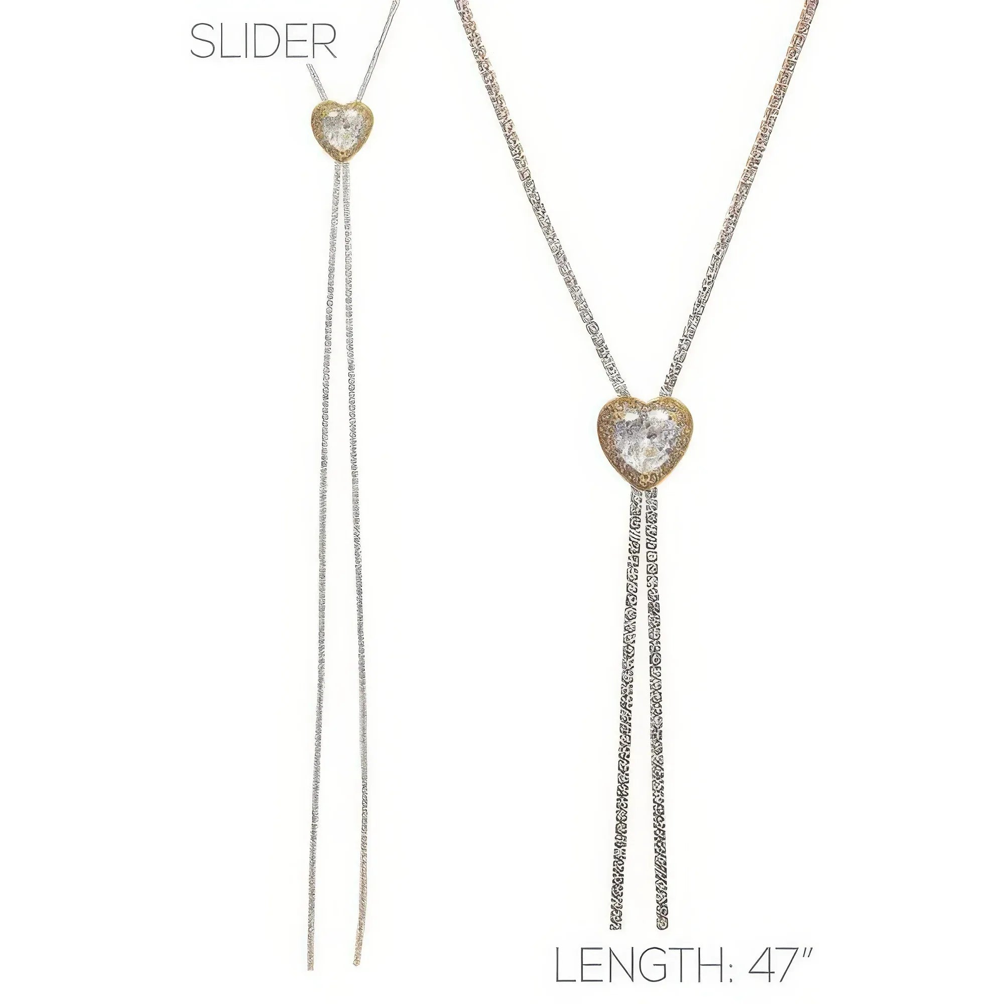 Bezel Set Crystal Heart Charm Bolo Necklace | Mixtshop LLC