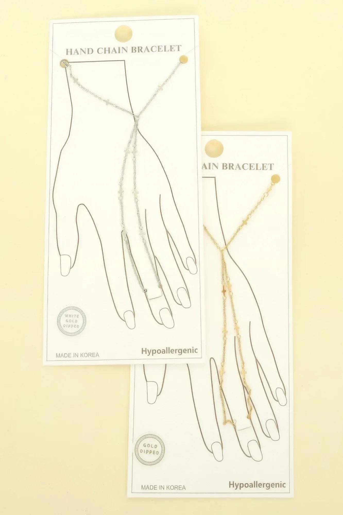 Gold Plated Cross Charm Hand Chain Bracelet | Mixtshop LLC Main image