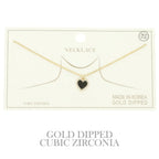 Gold Plated Cz Heart Pendant Necklace | Mixtshop LLC