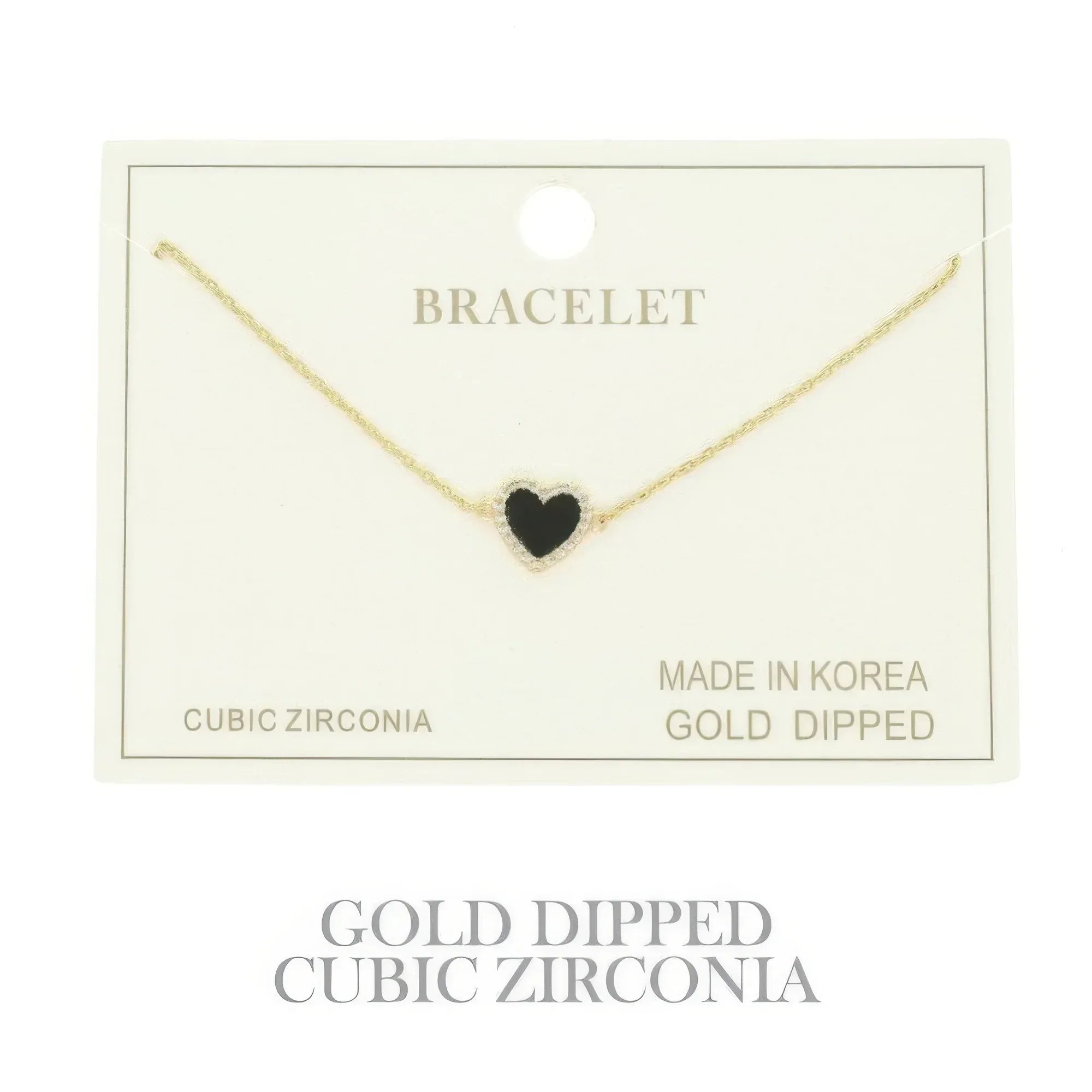 Gold Plated Cz Heart Chain Bracelet | Mixtshop LLC Main image