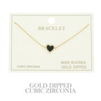 Gold Plated Cz Heart Chain Bracelet | Mixtshop LLC