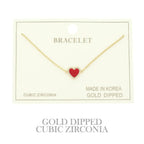 Gold Plated Cz Heart Chain Bracelet | Mixtshop LLC