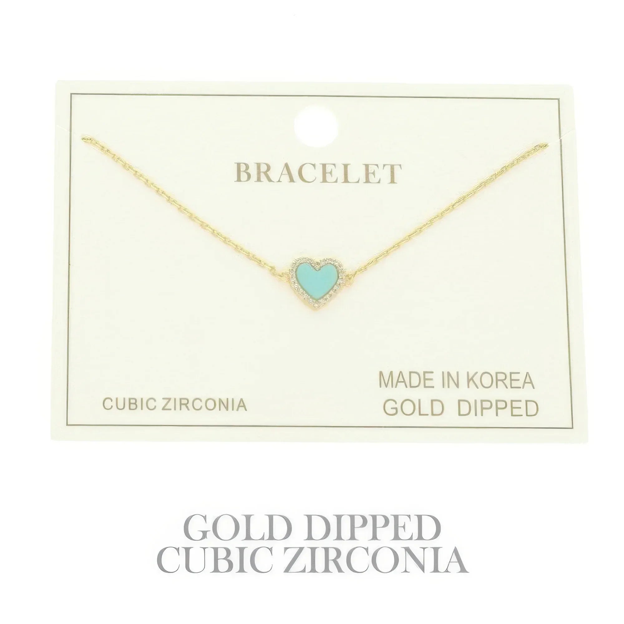 Gold Plated Cz Heart Chain Bracelet | Mixtshop LLC