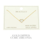 Gold Plated Cz Heart Chain Bracelet | Mixtshop LLC