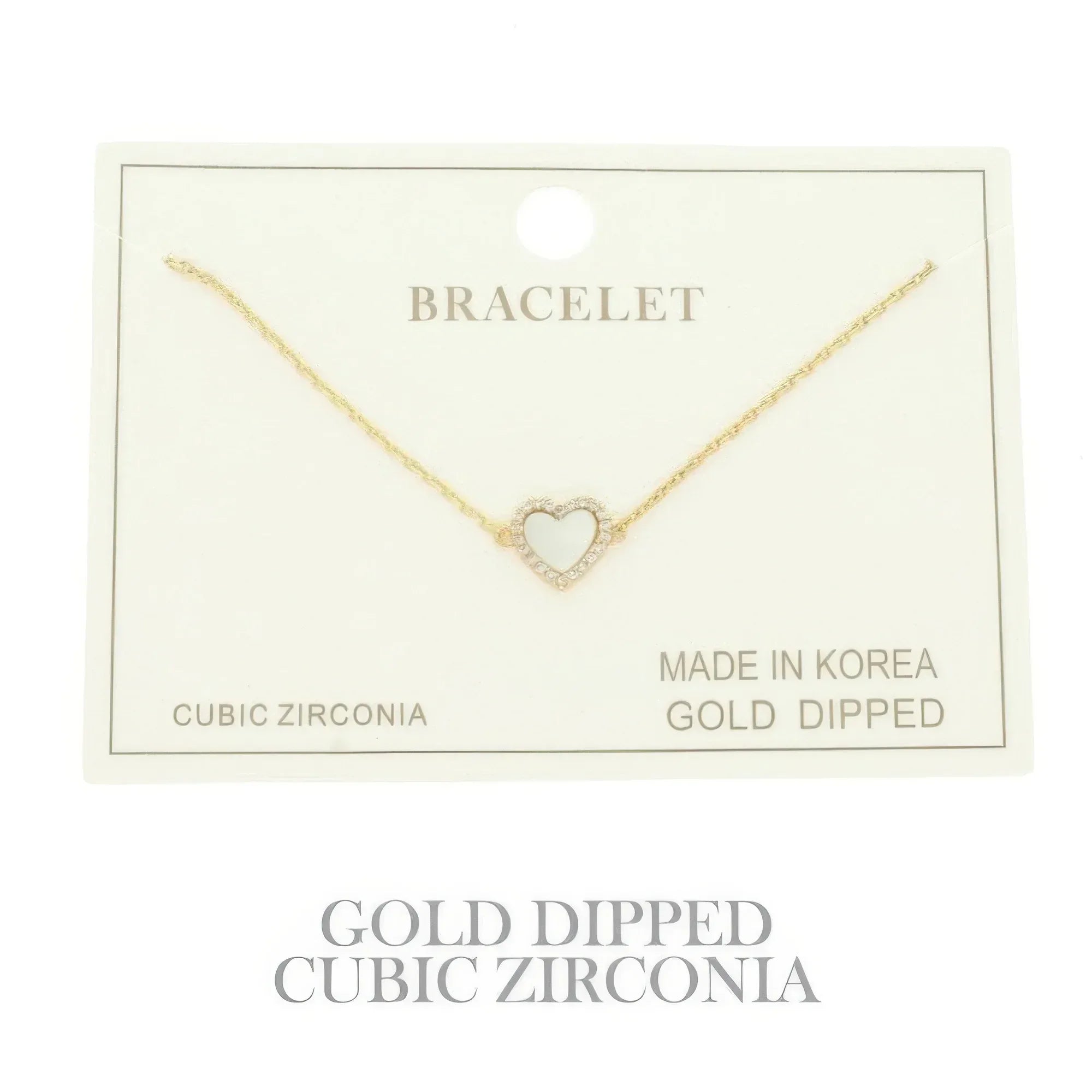Gold Plated Cz Heart Chain Bracelet | Mixtshop LLC